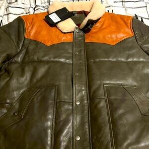 Leather 100% with sheep collar Bison JKT BY DANIEL’S LEATHER NEW YORK CITY